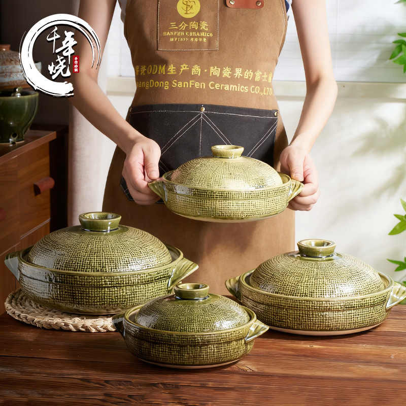 千年烧砂锅煲商用大容量砂锅家用燃气灶专用干烧不裂耐高温沙锅