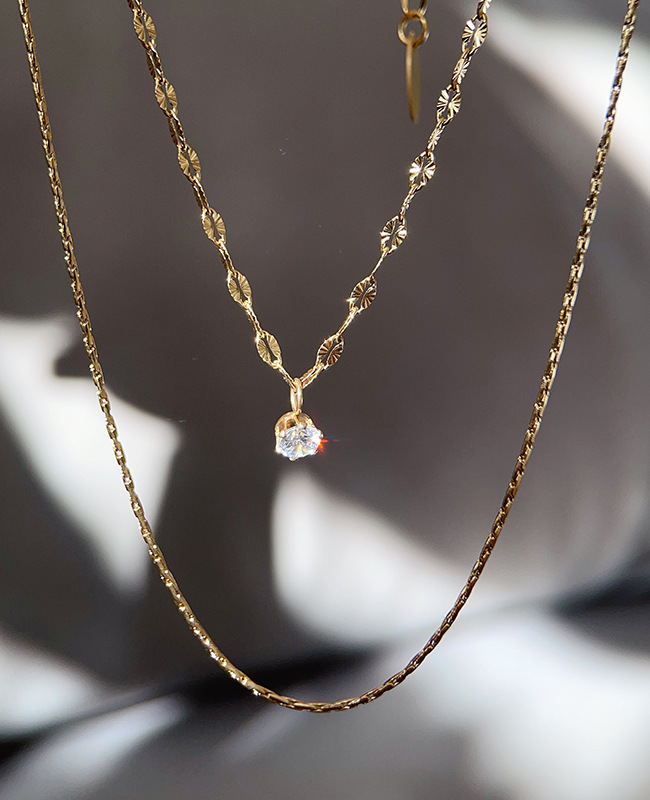 9g Weight Titanium Steel Pendant Material Zircon Inlay Material Double Layer Necklaces Classification Titanium Steel Chain Material 1 Piece Quantity Holiday, Daily Occasion Titanium Steel Material Geometric Pattern Women's Gender Plating, Inlay Design Simple Style Style Titanium Steel Simple Style Plating Inlay Geometric Zircon Double Layer Necklaces 2