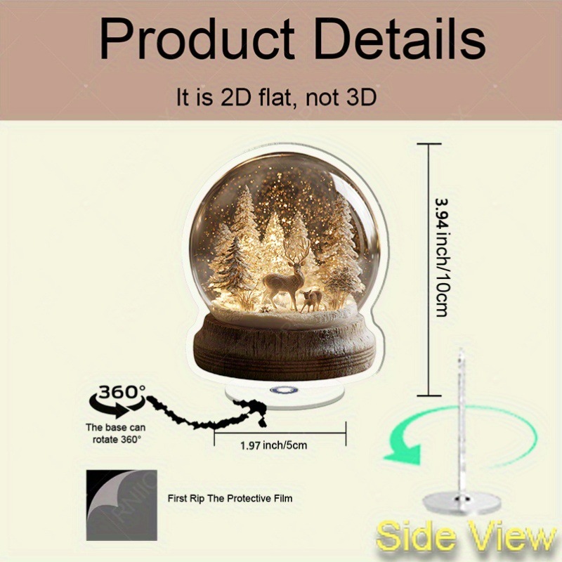 2D平面旋转亚克力雪球桌面摆件复古风格客厅卧室节日装饰