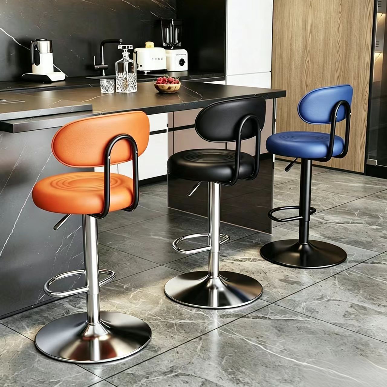 Bar Stool with Adjustable Height, Modern Minimalist Bar Chair, Cashier Front Desk Swivel High Stool, Bar Counter Stool