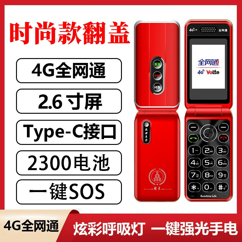 Folding mobile phone for elderly, 4G, support function for all network communication standards