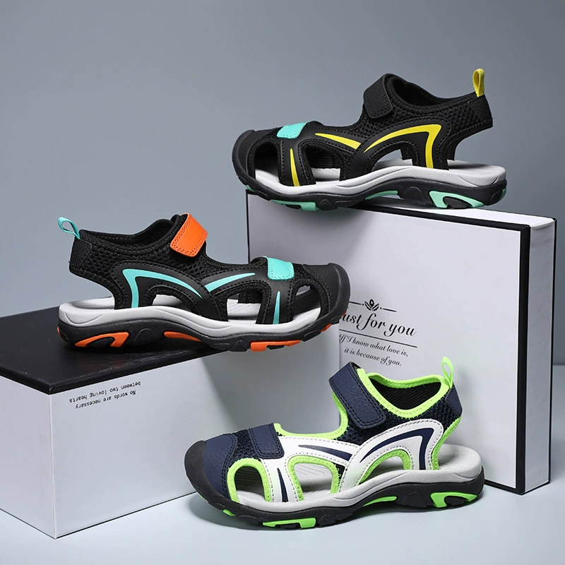 Детские сандалии с высокой эластичной мягкой подошвой 2024 года, летние уличные сандалии с открытым носком для мальчиков и девочек, пляжная обувь для лазания вверх по течению