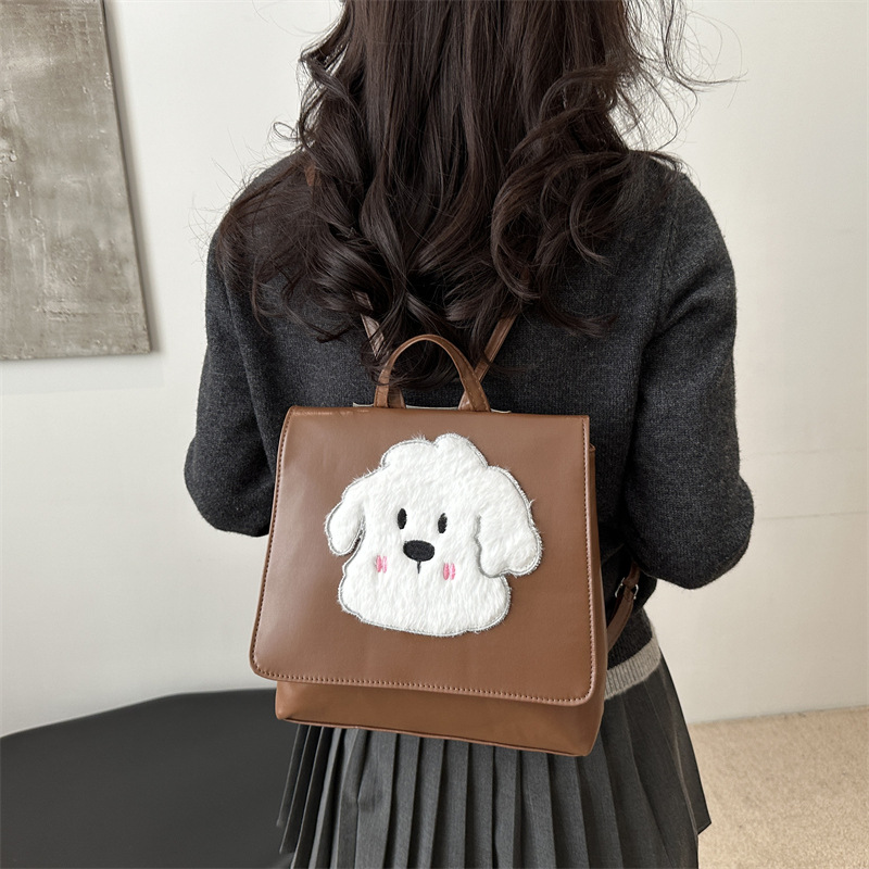 Bolsos para perros de peluche de alto nivel de estilo extranjero, bolsas para mujeres, nueva moda, mochila universitaria popular