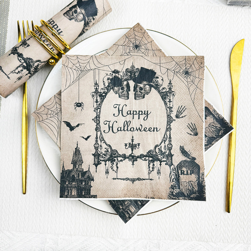 Series of Halloween Printed Napkins, Paper Towels, Halloween Decoration Party Layout Napkins, Disposable Paper Towels