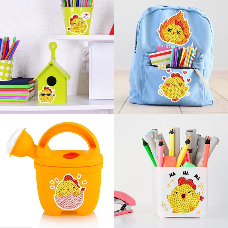 Dibujo de diamantes de pollo amarillo de dibujos animados transfronterizos pegado a mano DIY herramientas de pintura de mampostería juguetes creativos para niños al por mayor