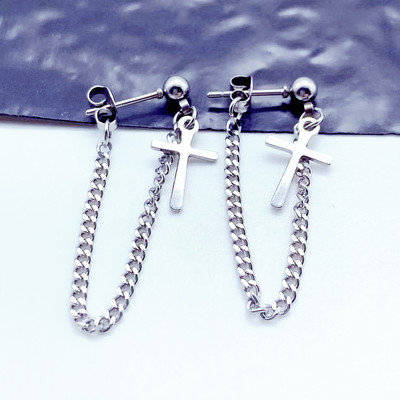 酷酷的耳釘 暗黑系約冷淡風嘻哈耳飾 男女十字架耳環2020年新款潮