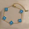 Double-sided diamond and blue shell bracelet