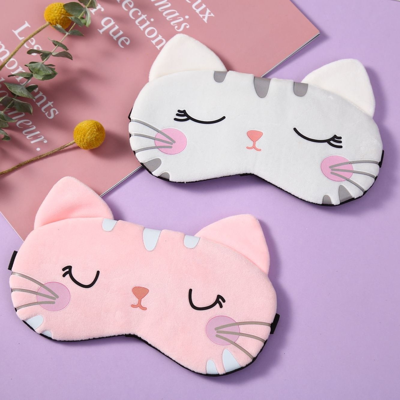 Plush eye mask for sleeping, light-blocking and breathable, cute for women and men, relieves eye fatigue, suitable for students, with ice pack for cooling during lunchtime rest
