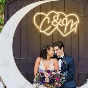 Cross Border Initial Heart Shape LED Neon Wedding Engagement Party Background Home Wall Decoration Unique Gift