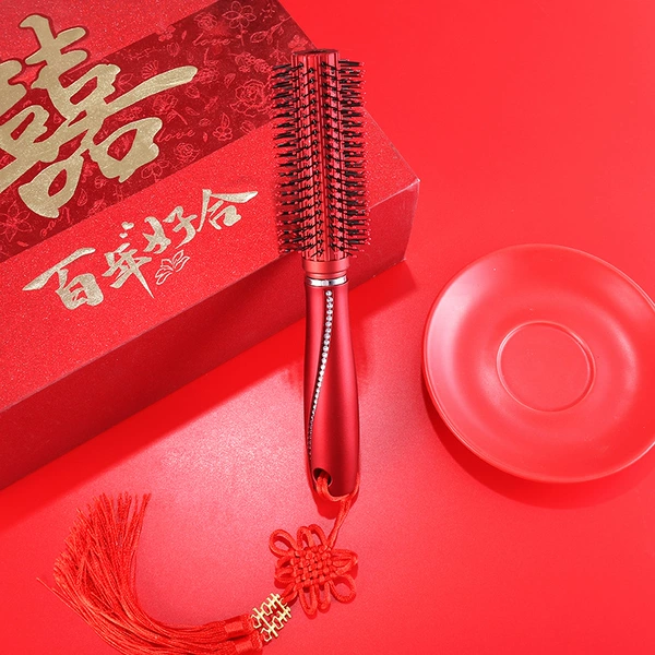 005-Cinnabar red curly hair with diamonds (send wedding invitations and tassels)
