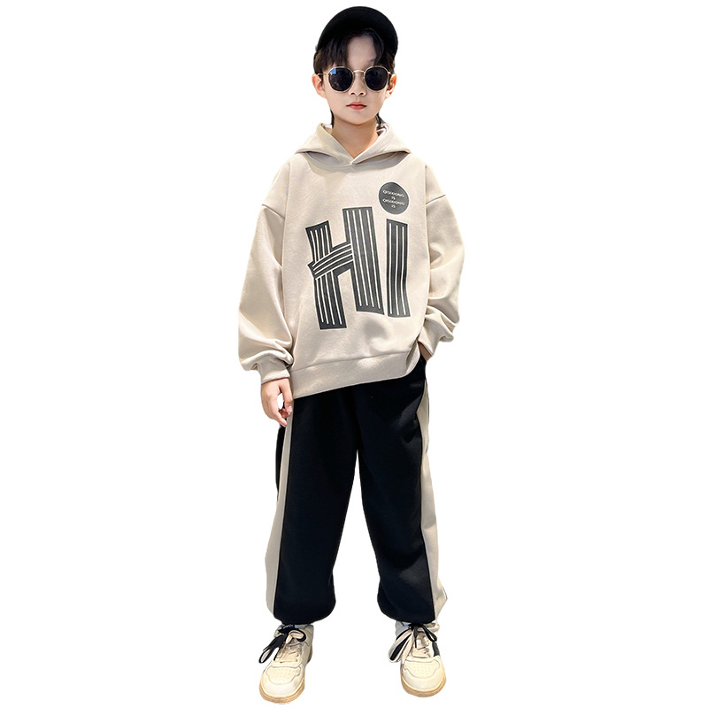 Letter 2023 Jarní Podzim Velká dětská dvoudílná sada, chlapecká a dětská sada oblečení_voghion.com