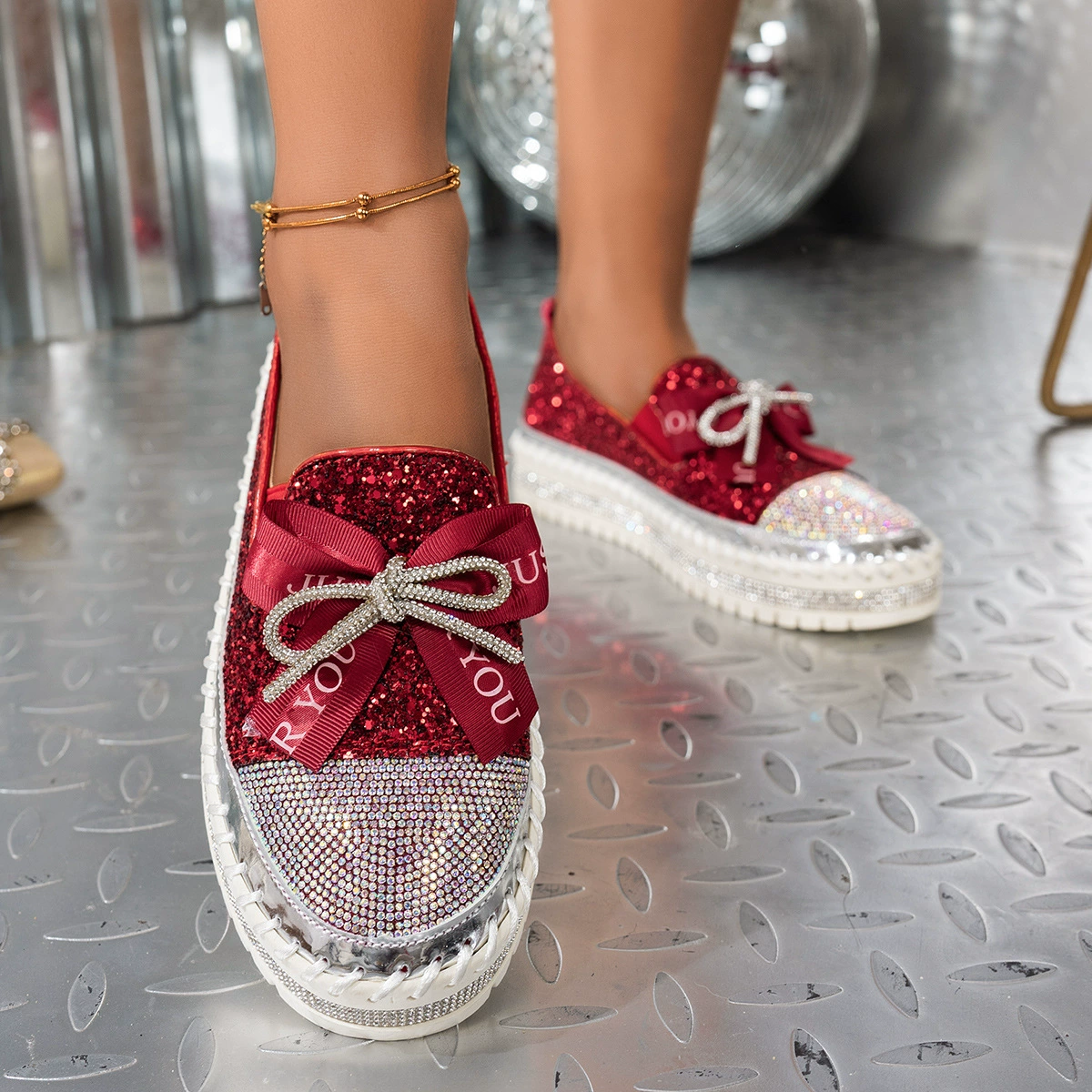 Shiny shoes with bow, summer footwear platform, for import, plus size