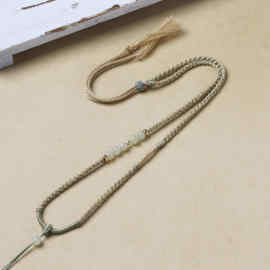 手工编织可调节女士细款黄金翡翠挂件项链水晶蜜蜡琥珀白玉锁骨链