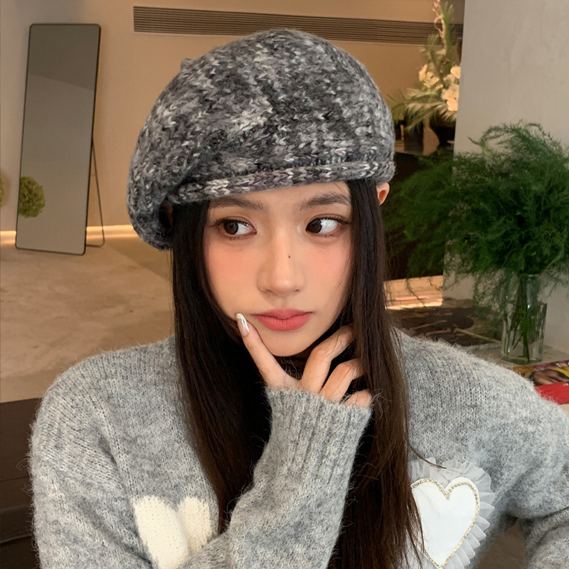 韩版冬季帽子女款加绒保暖针织毛线帽大头围贝雷帽时尚百搭堆堆帽|undefined