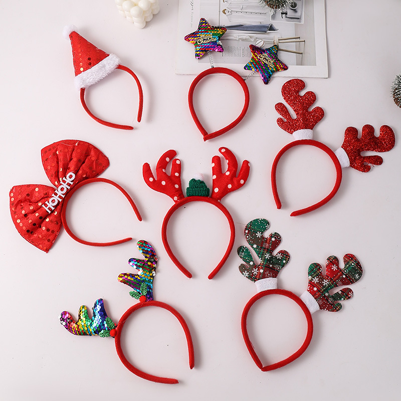 Kerstversiering Hoofdband Kerst eland gewei Sneeuw Hoofd gesp Verkleed Kerstmis volwassen kinderen hoofdband hoofddeksel_voghion.com