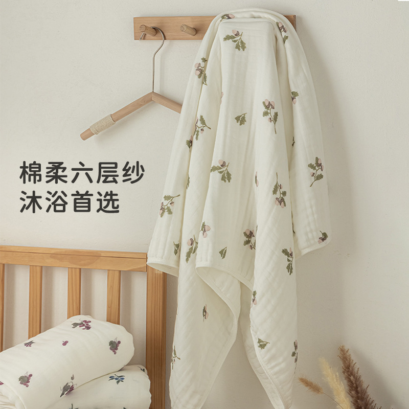 Newborn Six-Layer Bamboo Cotton Gauze Blanket Baby Nap Blanket Cartoon Air-Conditioning Thin Quilt Baby Bath Towel Bath Towel