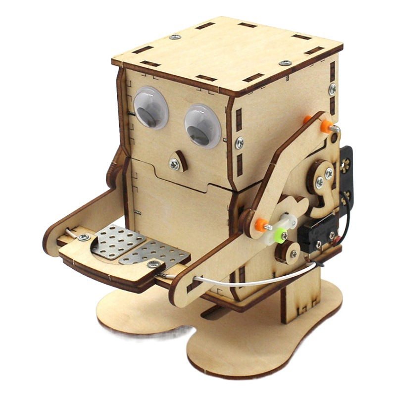 Moneda comer Robot N ° 2 hecho a mano DIY Tecnología pequeña producción experimento científico tragar monedas máquina de la invención juguetes para niños