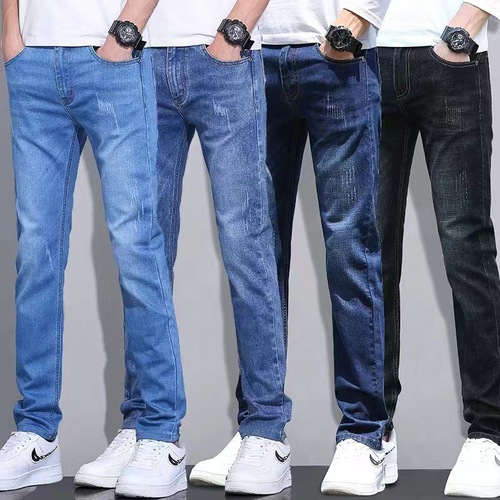 Summer Four Seasons Men's Elastic Tapered Small Foot Washed Long Pants Men's Clothing Autumn and Spring Streetwear