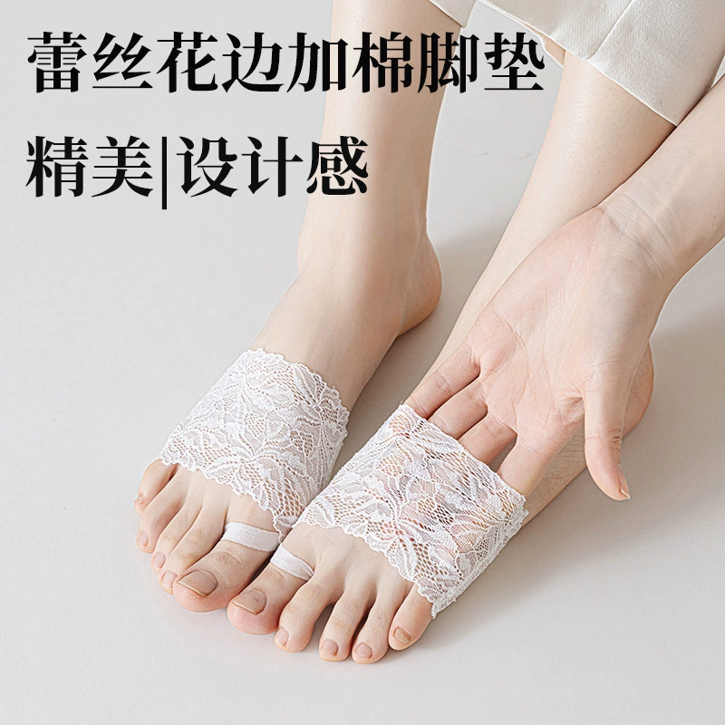 Кружевные кружевные полупальмовые носки женские летние тонкие нескользящие тапочки невидимки мягкие губчатые нижние полуобрезанные носки для ладоней