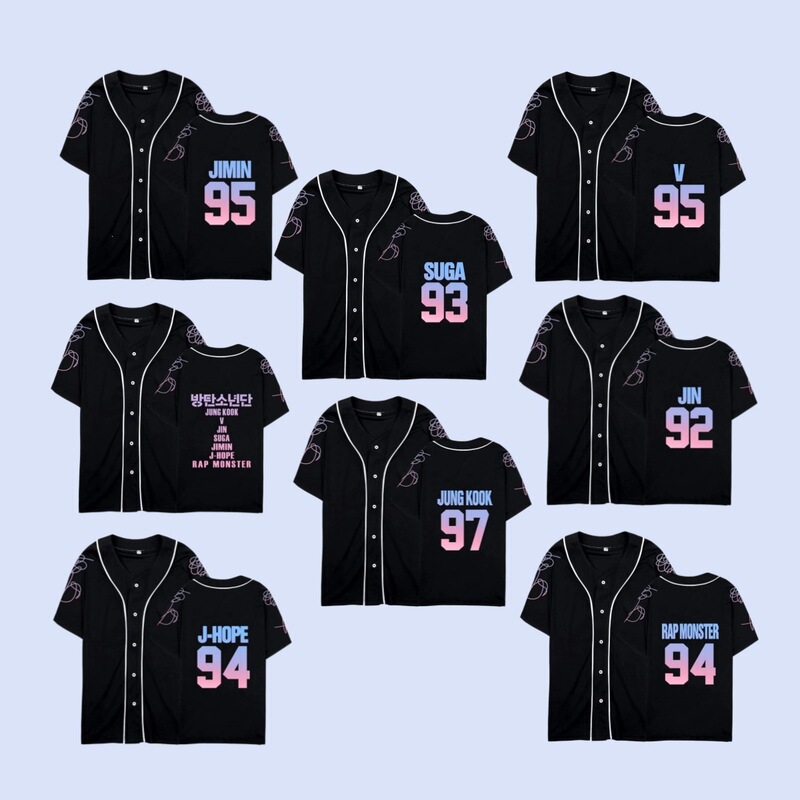 BTS baseball shirt is a summer 3D digital print large size quick-dry short-sleeve baseball cardigan from a trendy brand BTS baseball shirt is a summer 3D digital print large size quick-dry short-sleeve baseball cardigan from a trendy brand