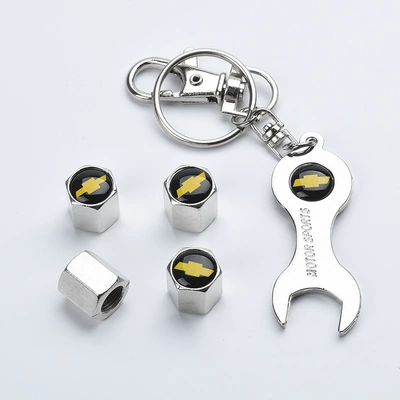 Car tire valve cover personalized valve cap anti-deflation silver wrench alloy valve core valve cap modification (Other Automotive Exterior Supplies) - chevrolet-silver-wrench-4-pack