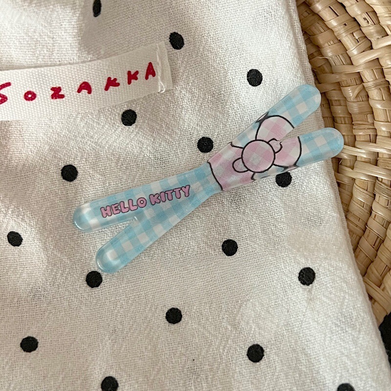 新款卡通发夹奶油甜妹风侧边刘海碎发夹可爱甜美少女心格纹发卡|undefined