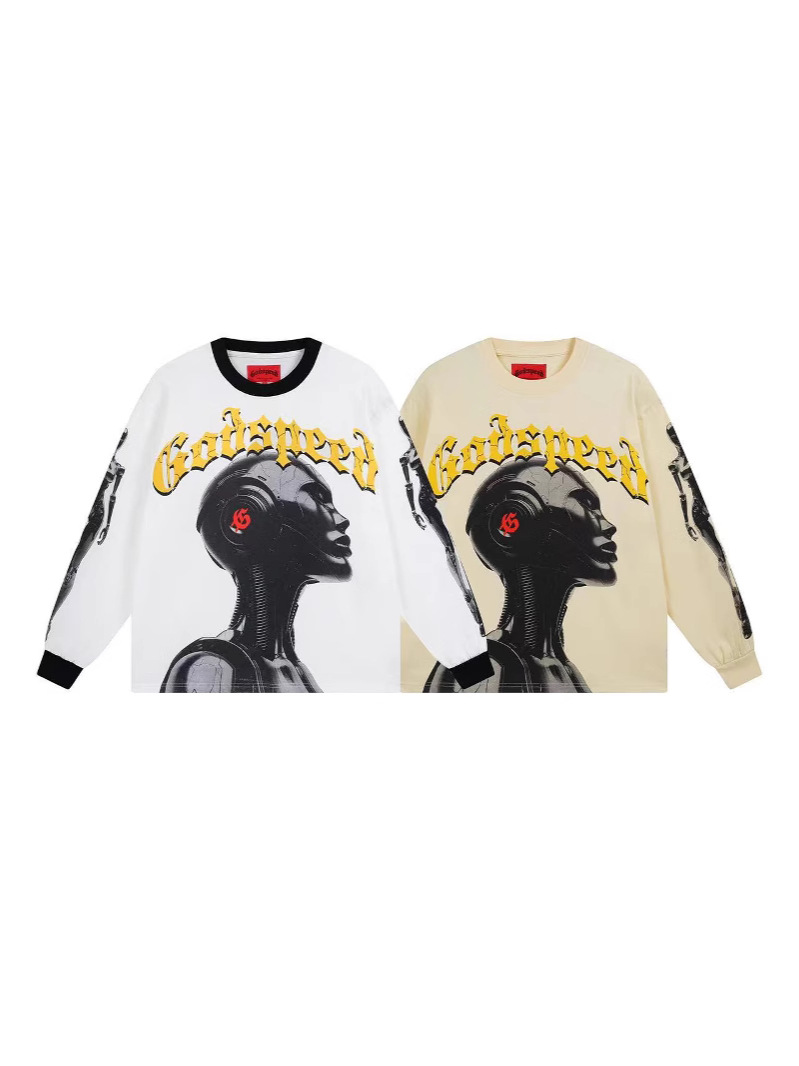 Trendy transfronterizo 25ssGodspeed Skeleton Rock Band Camiseta de manga larga de alta calidad para hombres y mujeres