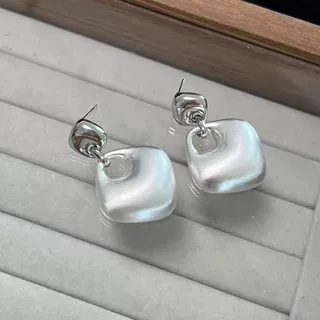 欧美气质冷淡风拉丝耳环小众轻奢高级感几何方块耳环拉丝菱形耳饰