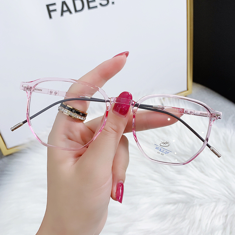 Moda tr90 anti-azul luz gafas red de las mujeres rojo polígono Irregular marco gafas moda asférica miopía gafas