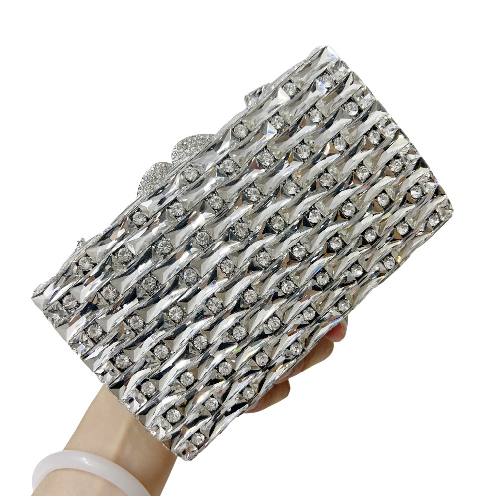 Nuevo paquete de cena con diamantes transfronterizos bolsas de diamantes perforadas bolsas de mujer bolsas de banquete de diamantes de agua de piedra bolsas de mano duras