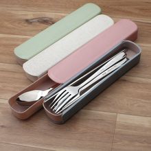 勺子收纳盒勺叉筷套装不锈钢便携式学生韩式可爱户外旅游便携餐具