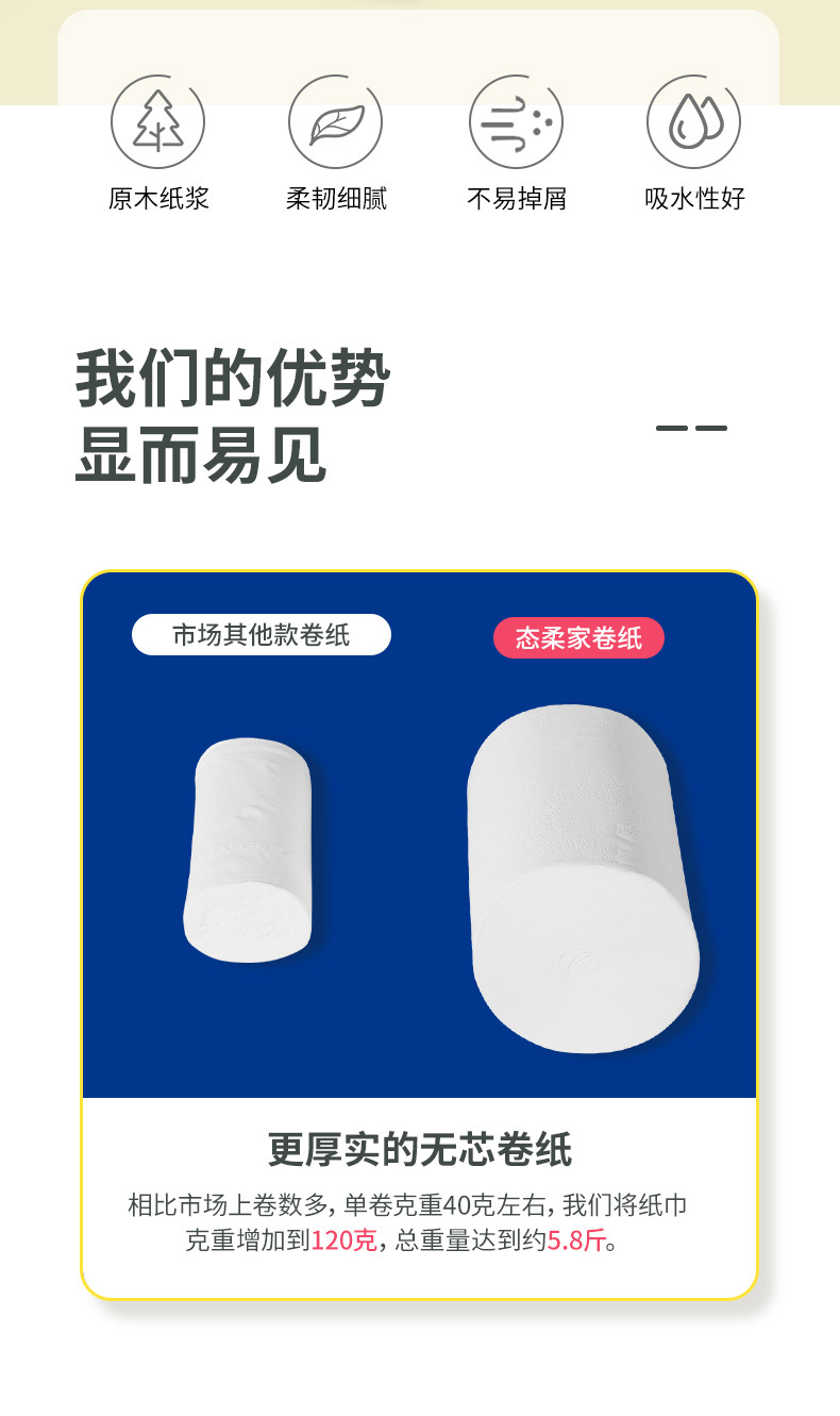 【超大粗卷】大卷装卫生纸竹浆家用卷纸家庭装卷筒纸厕纸手纸纸巾_02