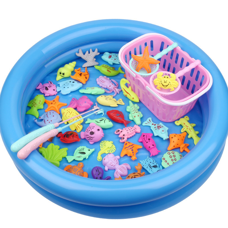 Children's magnetic fishes for fishing play in water
