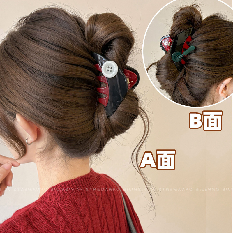 2#블랙 버튼 클립 AB면 9cm