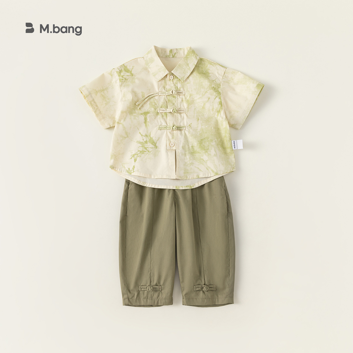 Ropa de verano para niños Youbao ropa de dos piezas para niños hebilla de estilo nacional impresión camisa pantalones chinos set