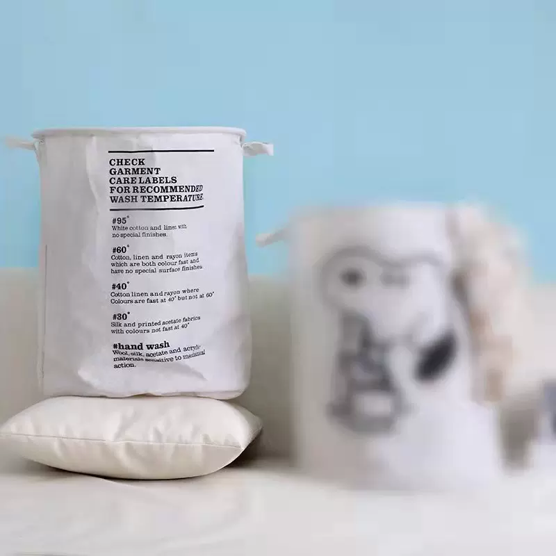 简约北欧布艺波点脏衣篮棉麻防水衣服收纳桶折叠家用收纳玩具筐
