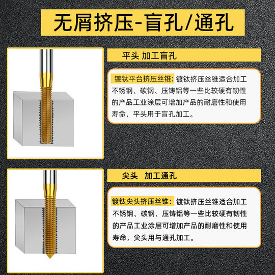 Taiwan Dabao TOSG tap cobalt-containing titanium-plated high-speed steel tap extrusion tap through hole blind hole machine tap