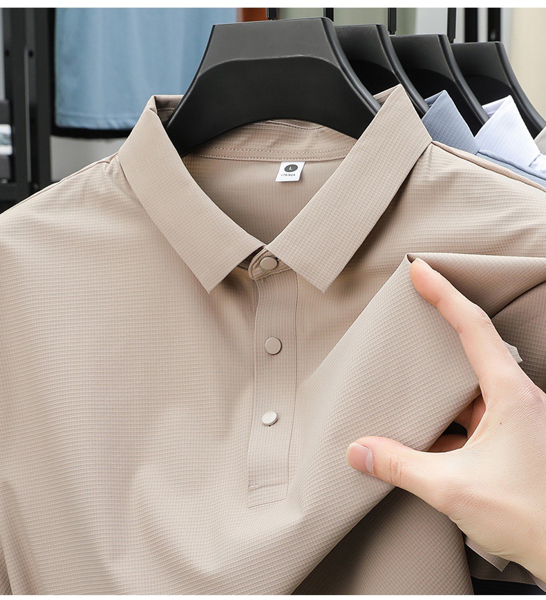 Ice Silk Polo Shirt Men Quick-dry Breathable Summer T-shirt_voghion.com
