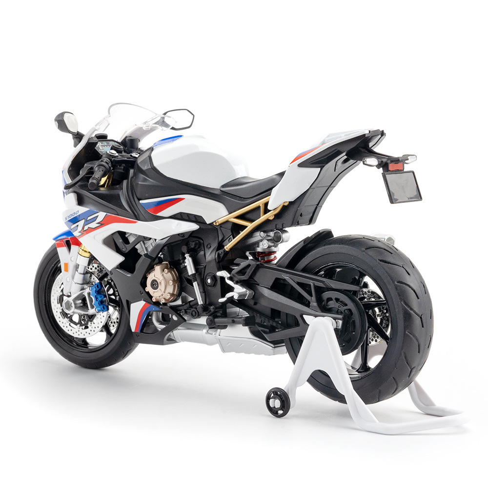 Huayi aleación coche modelo 1:9 BMW S1000 motocicleta deslizante de juguete coche luz amortiguador modelo adornos
