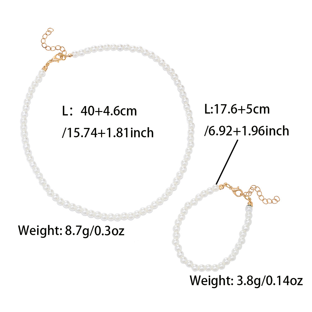 retro simple pearl chain bracelet necklace wholesale nihaojewelry