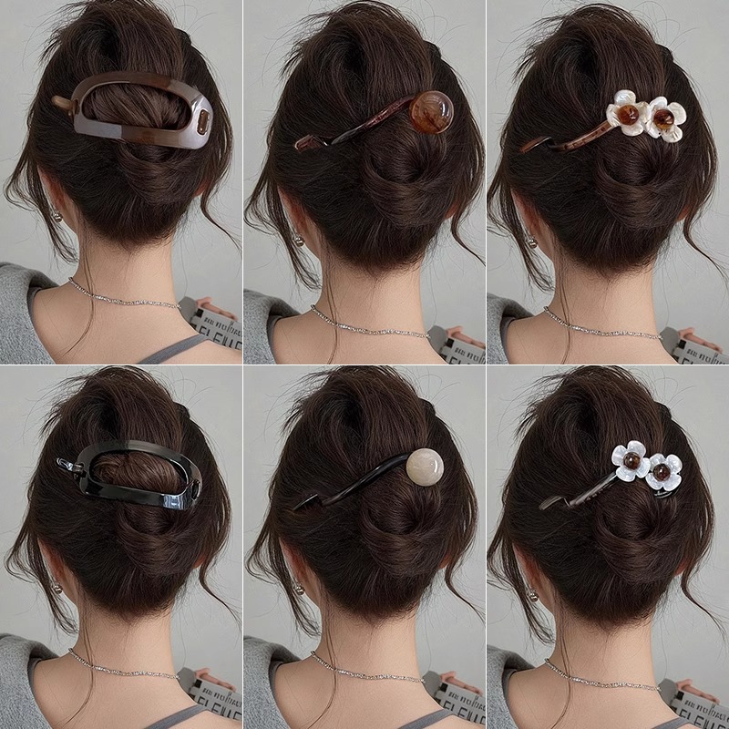 Retro temperamento flor una palabra clip de cabello para mujeres 2024 nuevo disco de cabeza atrás clip de agarre clip de torsión clip de cabello tocado clip de cabello