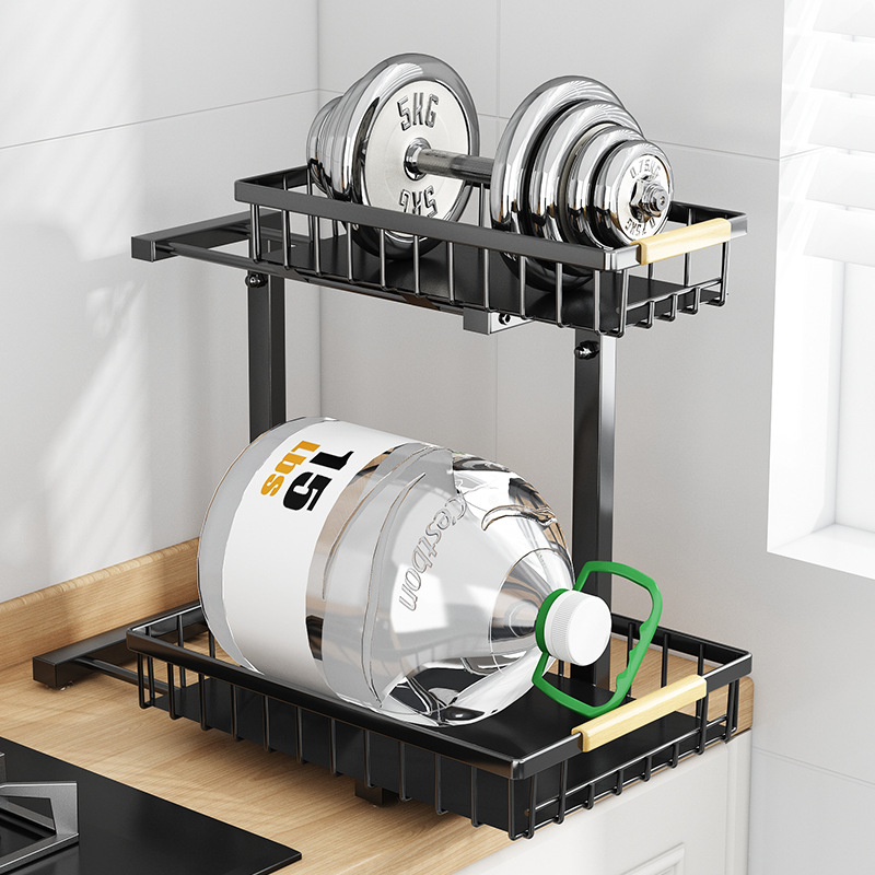 キッチンシンク下の棚、床から天井までの調節可能なキャビネット、シンク下のバスケット、家庭用カウンタートップ調味料用品の収納