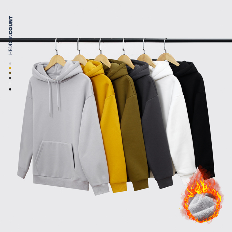 Oversize-Fleece-Hoodie für Herren – 350 g schwerer Winterpullover mit überschnittenen Schultern und Kängurutasche (Weiß/Schwarz/Hellbraun/Anthrazit/Rauchgrau)_voghion.com