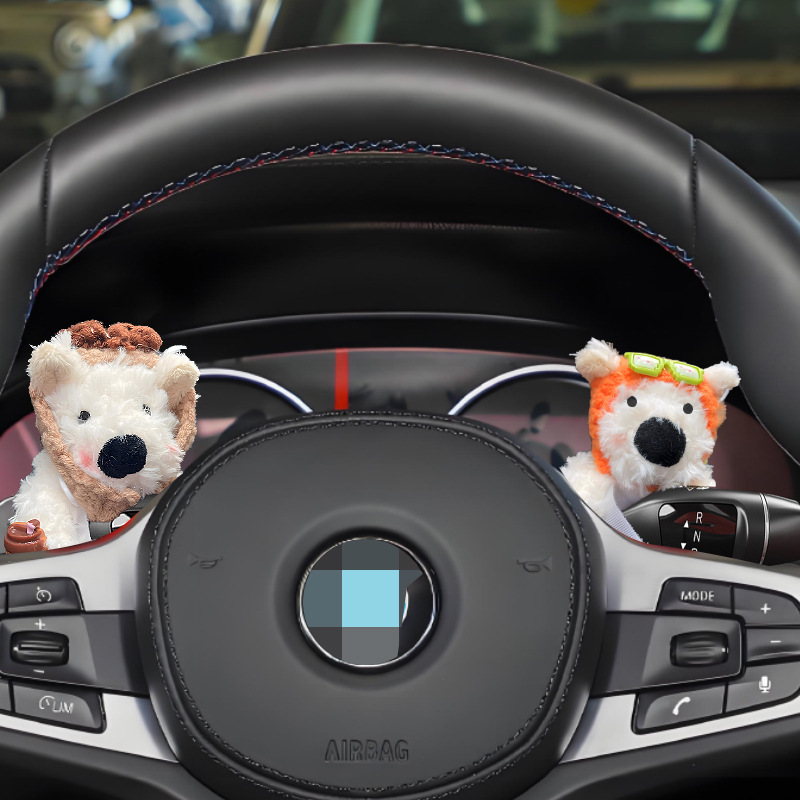 West Highland Car Car Bloque Decoración Luz de giro Muñeca de cachorro Limpiaparabrisas Muñeca Adornos de espejo retrovisor Mujer