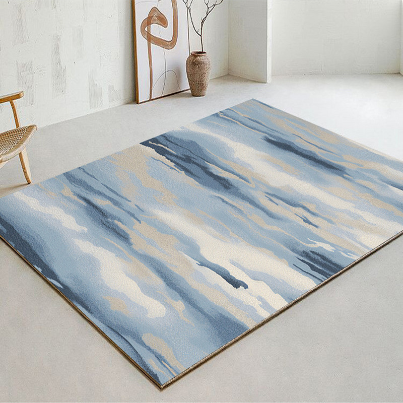 新中式水墨畫地毯侘寂風客廳沙發茶几地毯樣板間臥室大面積地墊