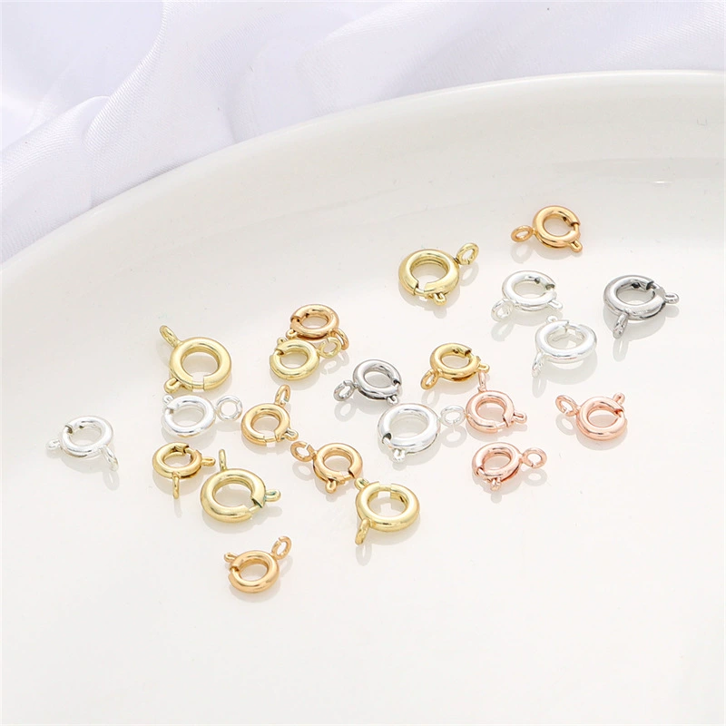 Застежка-пружина кольцо-кольцо из позолоченной латуни 14k для DIY ожерелий и браслетов, фурнитура, соединительная пружинная застежка