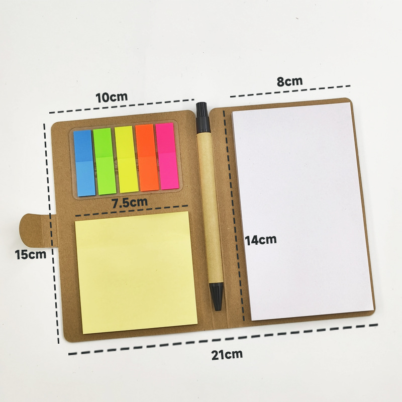 Cuaderno de notas kraft transfronterizo colorido conjunto de bolígrafo papelería desgarrable y pegada