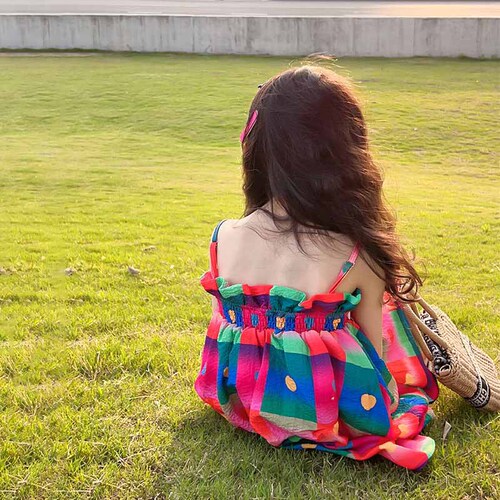 Girls suspender dress new summer vacation style beach dress temperament dress for children and middle-aged children dropshipping