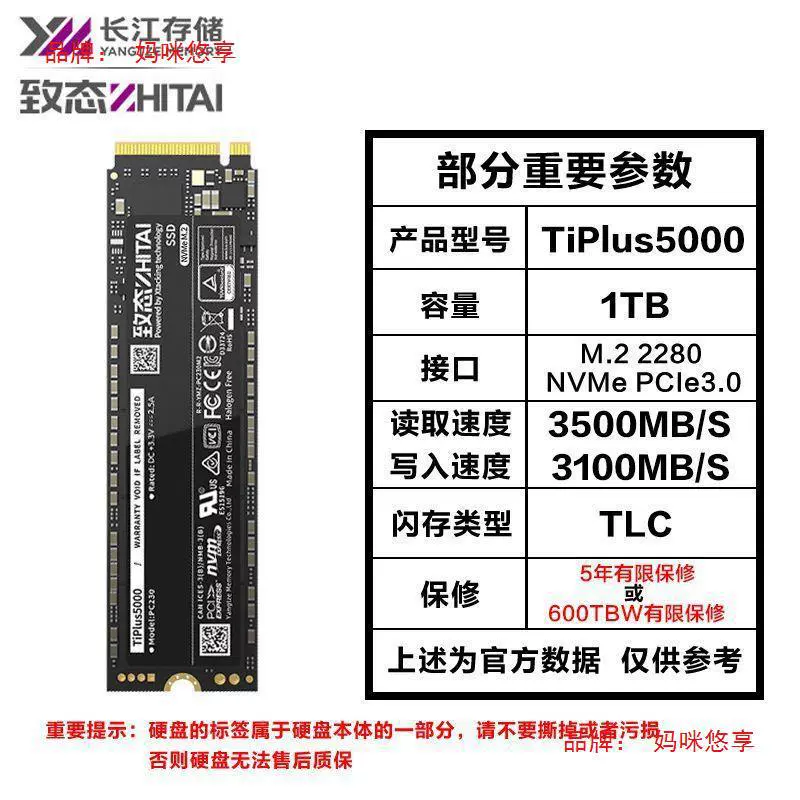 Твердотельный накопитель M.2 NVMe TIPLUS5000/7100, 512GB/1TB/2TB