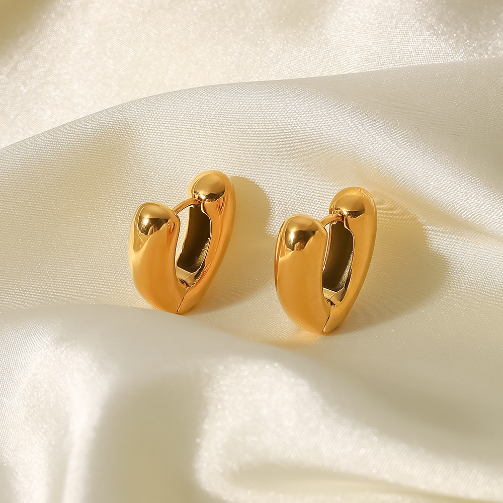 Fashion V Shape Stainless Steel Earrings Gold Plated Stainless Steel Earrings